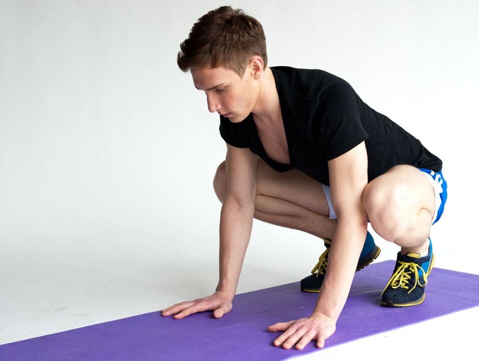 Frog exercise to train men's pelvic muscles